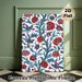 Floral & Bird Themed Painting Poster, Vibrant Ornate Botanical Poster, Rich Red Flowers & Blue Birds Decorative Artwork Ideal For Living Room, Bedroom_maomaolike.com