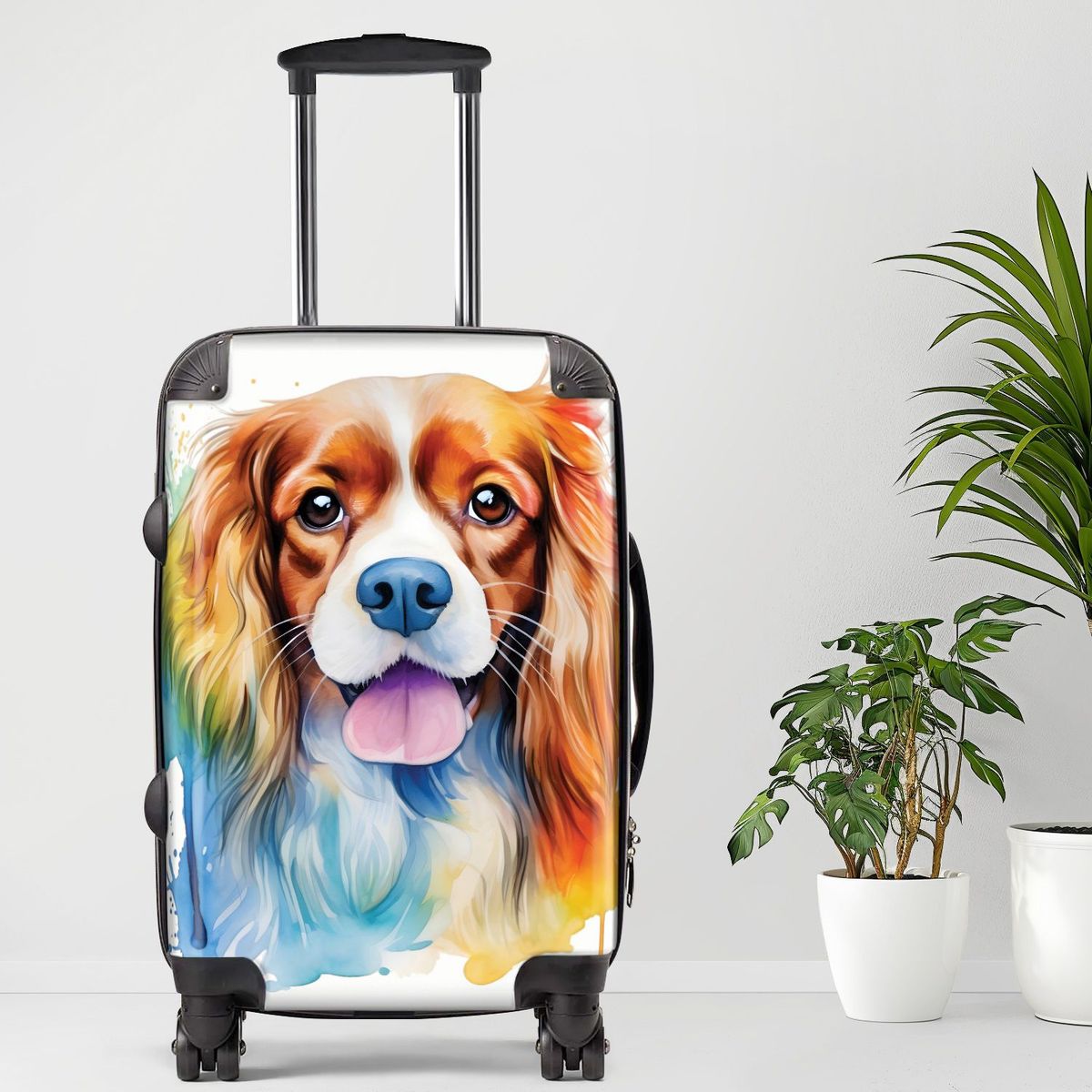 King Charles Spaniel Luggage, 20/24/28 Inch Luggage, Carry-On, Custom Luggage, Luggage Set, Suitcase, Travel, Vacation, Cabin Suitcase, Custom Suitcase, Personalized Luggage_maomaolike.com
