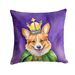 Corgi King Of Mardi Gras Throw Pillow Machine Washable, Indoor Outdoor Decorative Pillow For Couch, Bed Or Patio, 14Hx14W_maomaolike.com
