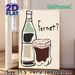Fernet Themed Painting Poster, Minimalist Hand-drawn Wine Bottle & Iced Glass Poster, Stylish Beverage-themed Decor Ideal For Home Bar, Kitchen Or_maomaolike.com