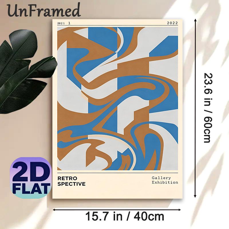 Retro Abstract Geometric Painting Poster, Vintage Curvy & Blocky Graphic Poster, Timeless Artistic Design Brings Retro Vibe, Suitable For Living Room_maomaolike.com