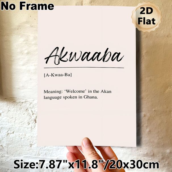 Akwaaba Themed Painting Poster, Minimalist Handwritten Typographic Poster, Warm Cultural Welcome Message Decor Ideal For Entryway, Living Room_maomaolike.com