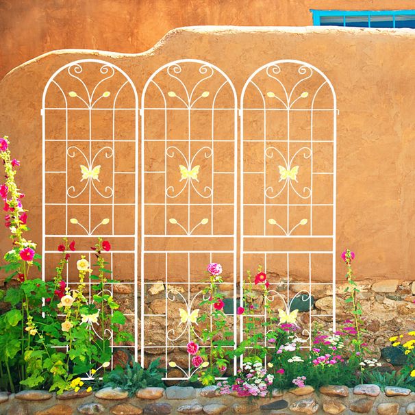 4 Pack Metal Garden Trellis 86.7" X 19.7" Rustproof Trellis For Climbing Plants Outdoor Flower Support Cream White_maomaolike.com