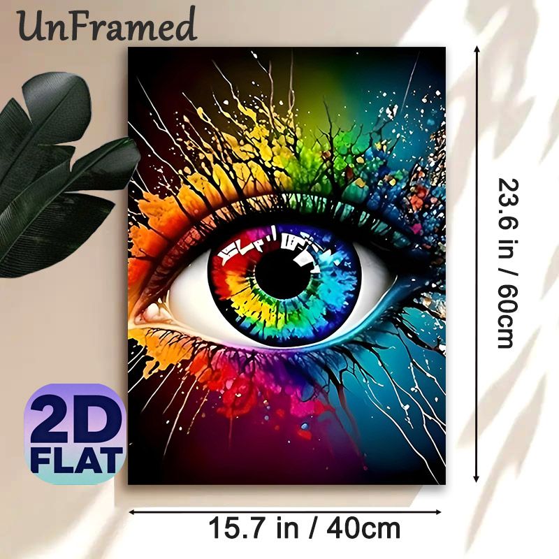 Rainbow Eye Painting Poster, Vibrant Abstract Splash Art Poster, Eye-catching Colorful Eye Design With Paint Splatters, Ideal Artistic Decor For_maomaolike.com