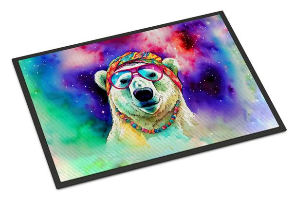 Hippie Animal Polar Bear Doormat Front Door Mat Indoor Outdoor Rugs For Entryway, Non Slip Washable Low Pile, 24H X 36W_maomaolike.com