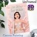 Pin The Bindi On The Bride Painting Poster, Pastel Pink Elegant Illustrated Indian Bride Poster, Interactive Party Game Decor For Bachelorette Parties_maomaolike.com
