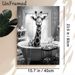 Giraffe Bathtub Themed Painting Poster, Monochrome Whimsical Animal Scene Poster, Playful Humorous Design, Ideal Wall Decor For Bathroom And Living_maomaolike.com