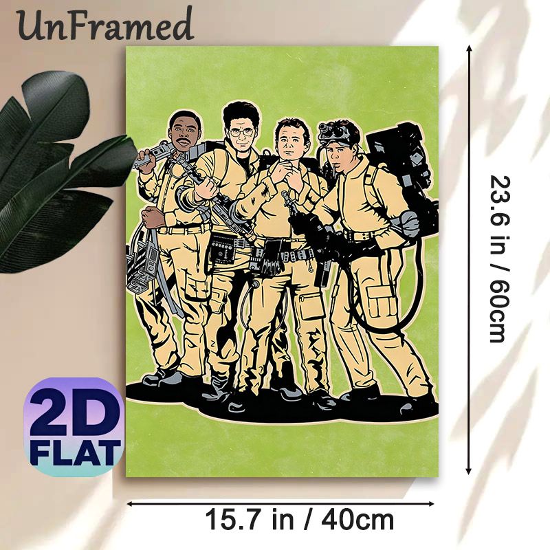 Ghostbusters Themed Painting Poster, Bold Comic-Style Team Illustration Poster, Nostalgic Pop Culture Decor Ideal For Living Room, Game Room_maomaolike.com