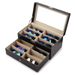 Unisex Simple leather lock glasses box Sunglasses box Sunglasses storage box Large capacity packaging box Gift box_maomaolike.com