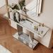 Mirrored Console Table, Silver Entryway Table With U Base & Hand-Spliced Line Design For Living Room, Hallway, Foyer, 47 Inch_maomaolike.com