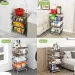 4/5/6 Tier Fruit Basket For Kitchen Organizers And Storage,with Solid Wood Top,Stackable Metal Wire Basket Stand Cart With Wheels For Fruit Vegetable_maomaolike.com