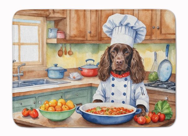 Boykin Spaniel The Chef Memory Foam Kitchen Mat Machine Washable Anti-Fatigue Mat Cushion Comfort Bath Mat Or Kitchen Rug_maomaolike.com
