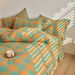 Nordic Style Four-piece Set Of All-cotton Plaid Duvet Cover, Yarn-dyed Washed Double Bed Fitted Sheet, Simple Pure_maomaolike.com