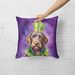 German Wirehaired Pointer King Of Mardi Gras Throw Pillow Machine Washable, Indoor Outdoor Decorative Pillow For Couch, Bed Or Patio, 18Hx18W_maomaolike.com
