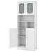 58.5 Inch Freestanding Linen Bathroom Storage Cabinet With Frost Glass Doors_maomaolike.com