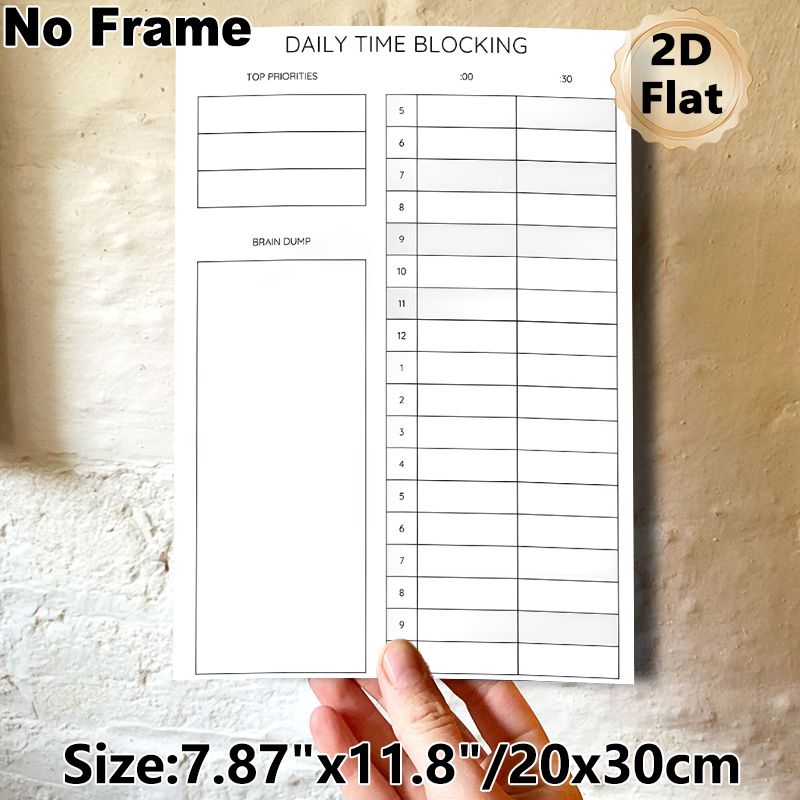 Daily Time Blocking Planner Painting Poster, Minimalist Structured Layout Poster, Assists In Organizing Daily Schedule, Noting Priorities And Random_maomaolike.com
