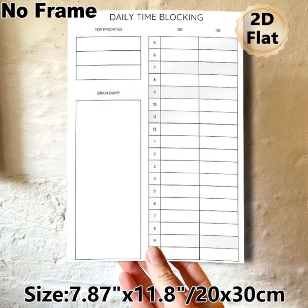 Daily Time Blocking Planner Painting Poster, Minimalist Structured Layout Poster, Assists In Organizing Daily Schedule, Noting Priorities And Random_maomaolike.com