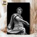 Roman Emperor Statue Painting Poster, Monochrome Classical Sculpture Detail Poster, Elegant Historical Art Piece For Study And Living Room Decor_maomaolike.com