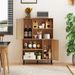 47 Inch Storage Cabinet Freestanding Bookcase With 2 Doors And 4 Open Shelves With Adjustable Foot Pads For Books, Photos, Decorations And Storage Boxes_maomaolike.com
