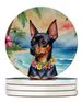 Miniature Pinscher Luau Large Sandstone Coasters Pack Of 4 Absorbent Round Coasters Decor Gifts For Men Or Women, 4 In, Multicolor_maomaolike.com