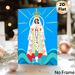 Our Lady Of The Sea Painting Poster, Vibrant Graphic Style Poster, Serene Religious Artwork Featuring Crowned Virgin With Rosary Standing On Waves_maomaolike.com