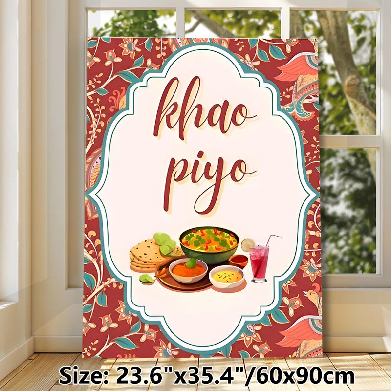 Indian Food Feast Painting Poster, Vibrant Traditional Indian Cuisine Poster, Cultural Decorative Design With Classic Meal Elements, Ideal For Dining_maomaolike.com