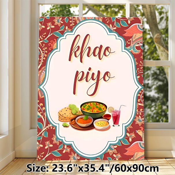 Indian Food Feast Painting Poster, Vibrant Traditional Indian Cuisine Poster, Cultural Decorative Design With Classic Meal Elements, Ideal For Dining_maomaolike.com