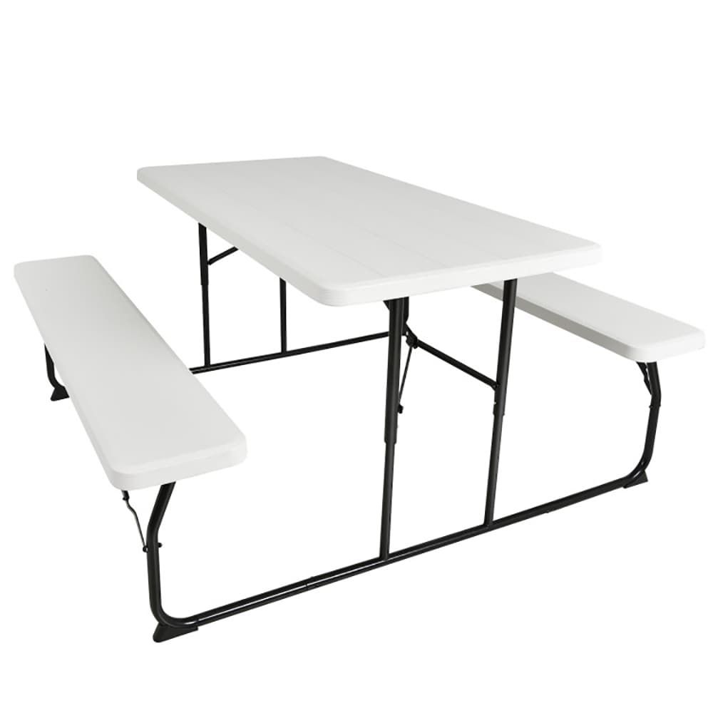 Indoor And Outdoor Folding Picnic Table Bench Set With Wood-like Texture_maomaolike.com