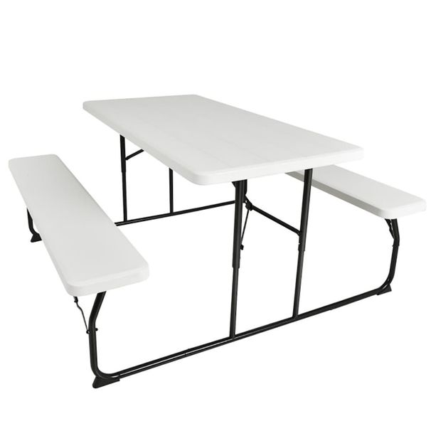 Indoor And Outdoor Folding Picnic Table Bench Set With Wood-like Texture_maomaolike.com