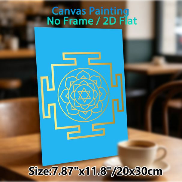 Mandala & Star Of David Painting Poster, Minimalist Gold Line Spiritual Pattern Poster, Calming Design Ideal For Yoga Studio, Meditation Space And_maomaolike.com