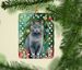 Chartreux Cat By The Christmas Tree Porcelain Ornament Christmas Tree Hanging Decorations For Home Christmas Holiday, Rectangle, Gift, Multicolor_maomaolike.com