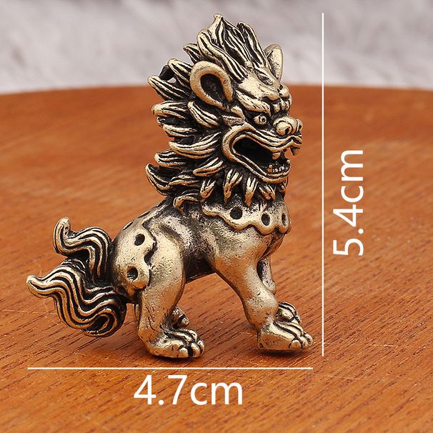 Brass Pair Of Male And Female Big-Headed Lions Home Entrance Tabletop Guardian Little Lion Metal Ornaments Crafts_maomaolike.com