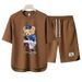 Men's Clothing 2024 Waffle Casual Summer Suit Men's Loose Teen Short sleeved T shirt Shorts Handsome Two piece Suit_maomaolike.com