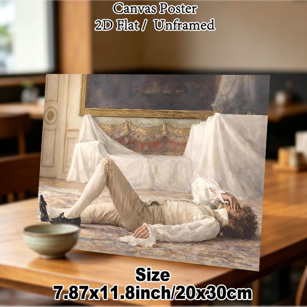 Vintage Aristocratic Figure Painting Poster, Elegant Classical Style Gentleman Lying On Floor Scene Poster, Exquisite Historical Artwork For Living_maomaolike.com