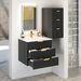 24inch Wall Mounted Floating Cabinet With Side Cabinet Combo, Rectangular Vanity, Small Bathroom Sink With Single Faucet Hole And Overflow, Modern Bathroom Cabinet With Ceramic Basin Sink_maomaolike.com