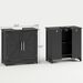 Farmhouse Pedestal Sink Storage Cabinet, Bathroom Sink Cabinet With 2 Barn Doors And Adjustable Shelf, Distressed Black_maomaolike.com