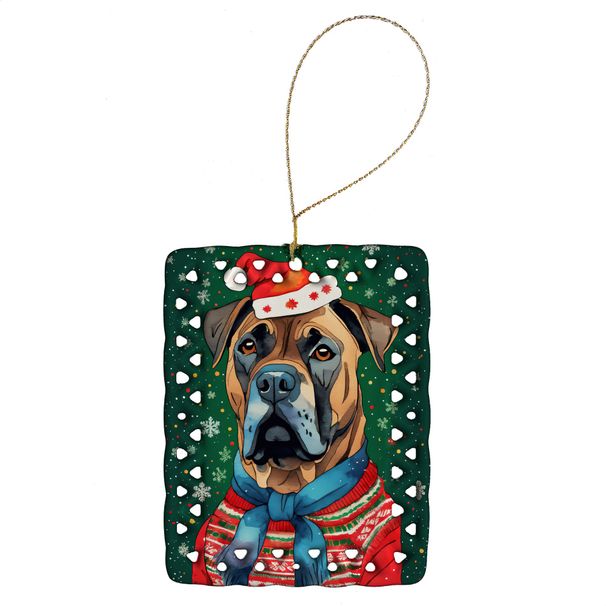 Cane Corso Christmas Porcelain Ornament Christmas Tree Hanging Decorations For Home Christmas Holiday, Rectangle, Gift, Multicolor_maomaolike.com
