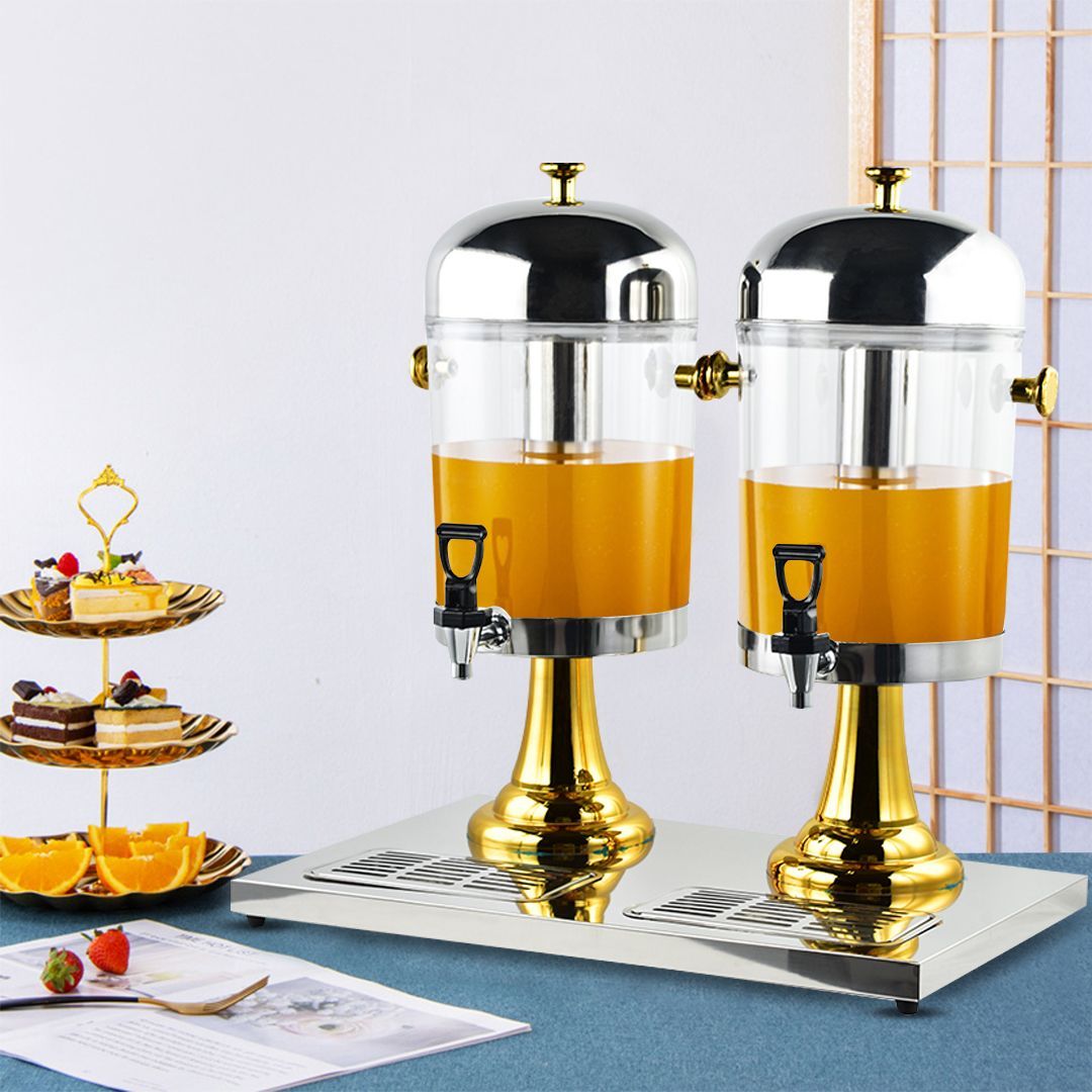 SOGA 16L Dual Stainless Steel Dispenser Beverage Juicer Transparent Commercial Drink Container Jug_maomaolike.com