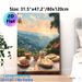 Mountain View Breakfast Painting Poster, Warm-toned Scenic Dining Scene Poster, Tranquil Cozy Vibe Ideal For Kitchen, Dining Room_maomaolike.com
