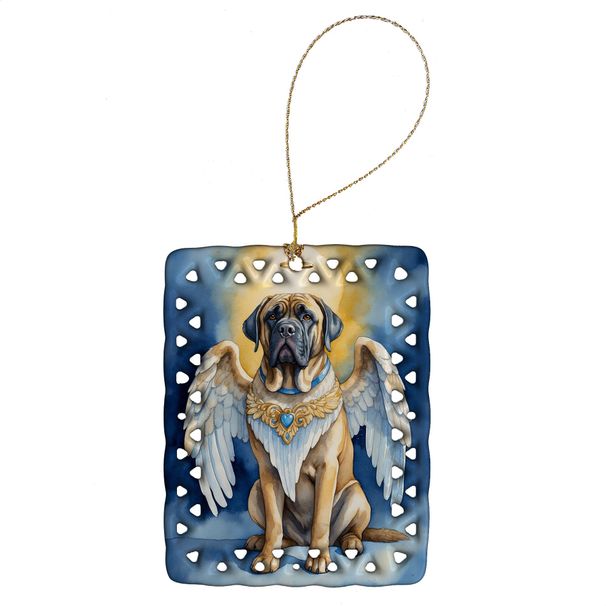 Mastiff My Angel Porcelain Ornament Christmas Tree Hanging Decorations For Home Christmas Holiday, Rectangle, Gift, Multicolor_maomaolike.com
