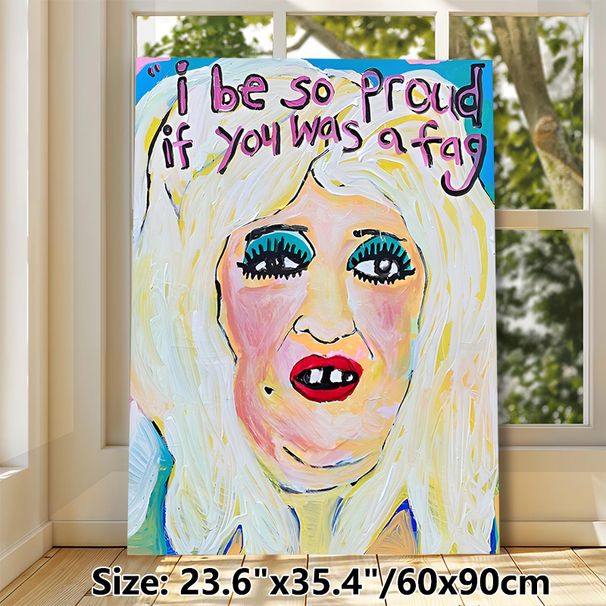 Bold Female Portrait Painting Poster, Vibrant Expressive Pop-Art Style Poster, Eye-catching Artistic Decor Suitable For Living Room, Studio Spaces_maomaolike.com