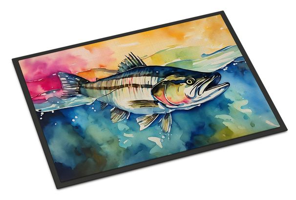 Striped Bass Doormat Front Door Mat Indoor Outdoor Rugs For Entryway, Non Slip Washable Low Pile, 24H X 36W_maomaolike.com