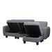 Grey Corduroy Fabric Sofa With OTTOMAN_maomaolike.com