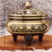 Brass Blooming Three-Legged Indoor Desktop Aromatherapy Lotus Xuan Character Incense Burner Craft Copper Ornament_maomaolike.com
