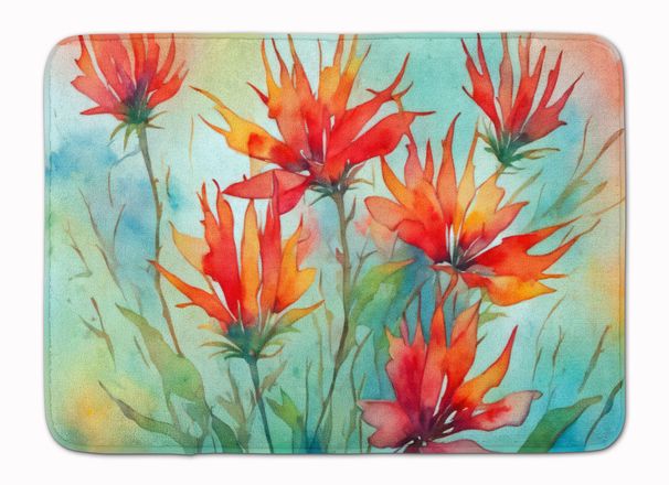 Wyoming Indian Paintbrush In Watercolor Memory Foam Kitchen Mat Machine Washable Anti-Fatigue Mat Cushion Comfort Bath Mat Or Kitchen Rug_maomaolike.com