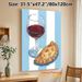 Wine & Empanada Themed Painting Poster, Vibrant Artistic Style Poster, Showcases Red Wine Glass With Golden Empanada, Adds Cozy Culinary Touch Ideal_maomaolike.com