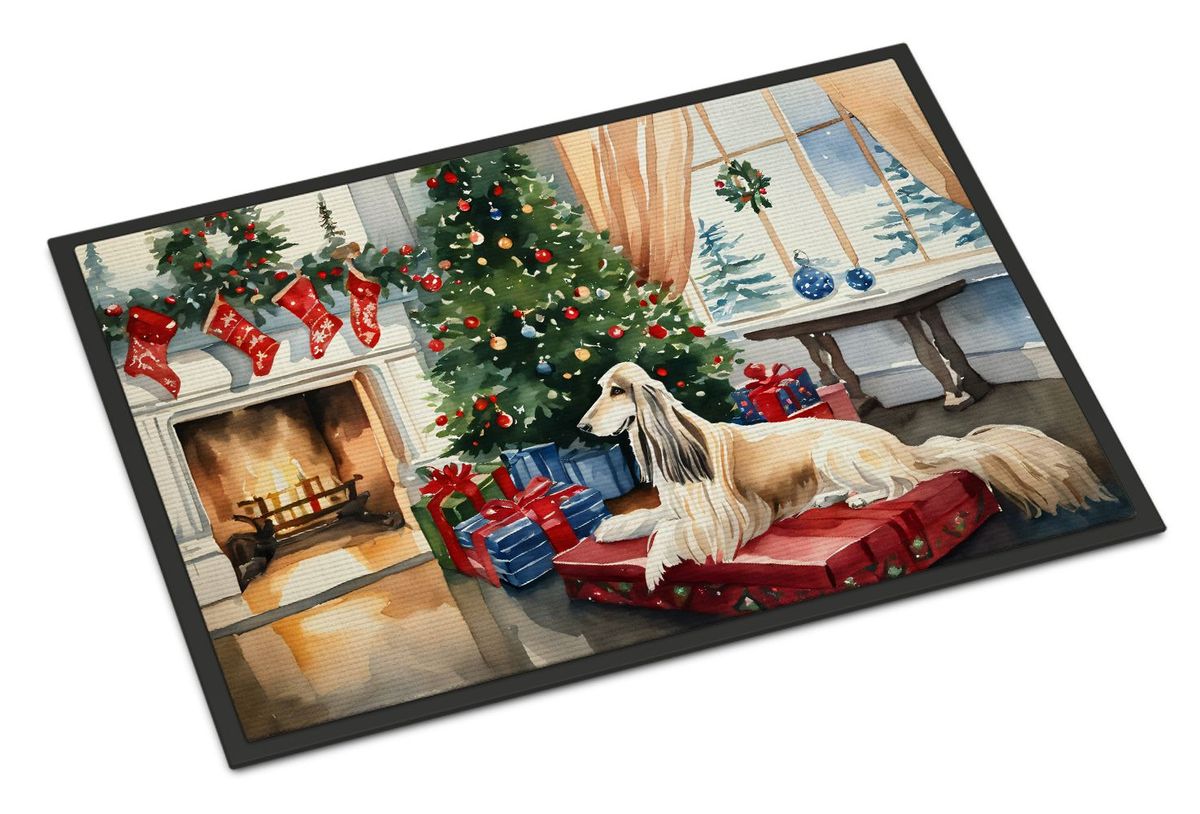 Afghan Hound Cozy Christmas Doormat Front Door Mat Indoor Outdoor Rugs For Entryway, Non Slip Washable Low Pile, 24H X 36W_maomaolike.com