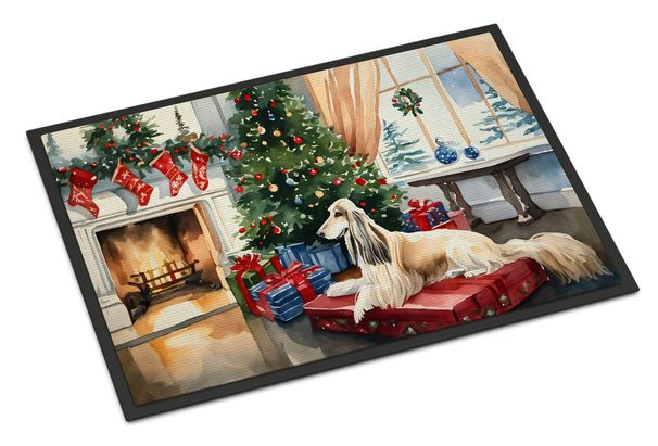 Afghan Hound Cozy Christmas Doormat Front Door Mat Indoor Outdoor Rugs For Entryway, Non Slip Washable Low Pile, 24H X 36W_maomaolike.com