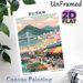 Busan Themed Painting Poster, Vibrant Retro Style Poster, Features Lively Harbor Market, Beach, Bridge & Cherry Blossom Scene, Ideal For Home, Living_maomaolike.com