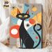 Mid-Century Modern Black Cat Painting Poster, Vibrant Retro Geometric Abstract Cat Poster, Stylish Starburst & Color-blocked Design Adds Artistic_maomaolike.com